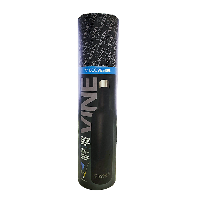 EcoVessel VINE TriMax Triple Insulated Wine Bottle 750mL, BLACK - MERCEDES BENZ LOGO